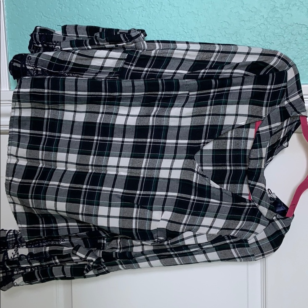 Francesca’s plaid blouse